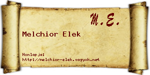 Melchior Elek névjegykártya